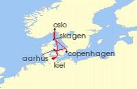 Cruise itinerary map for AIDA 7 Nacht Skandinavische Highlights ab Kiel (113888)