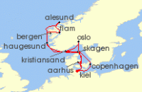 Cruise itinerary map for AIDA 14 Nacht Grose Skandinavien-Reise ab Kiel (123099)