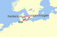 Cruise itinerary map for AIDA 3 Nacht Minikreuzfahrt nach Danemark ab Kiel 1 (124173)