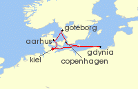 Cruise itinerary map for AIDA 7 Nacht Schweden, Polen & Danemark ab Kiel (137489)
