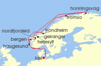 Cruise itinerary map for TUI Cruises 14 Nachte - Weise Nachte In Norwegens Fjordwelten - Ab/Bis Kiel (128236)