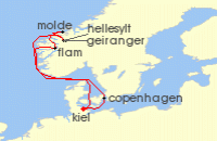 Cruise itinerary map for MSC Cruises 7 Night Northern Europe (111712)