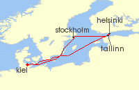 Cruise itinerary map for AIDA 7 Nacht Ostsee ab Kiel (137481)