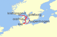 Cruise itinerary map for AIDA 7 Nacht Skandinavien mit Goteborg ab Kiel (124201)
