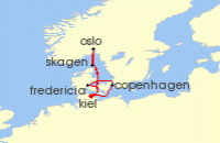 Cruise itinerary map for AIDA 7 Nacht Skandinavien mit Oslo ab Kiel (135163)