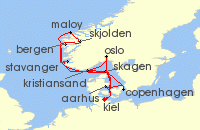 Cruise itinerary map for AIDA 14 Nacht Grose Skandinavien-Reise ab Kiel 2 (134660)