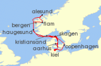Cruise itinerary map for AIDA 14 Nacht Grose Skandinavien-Reise ab Kiel (140699)