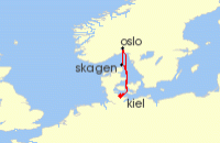 Cruise itinerary map for AIDA 4 Nacht Kurzreise nach Oslo & Skagen ab Kiel (123137)