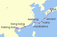 Cruise itinerary map for Windstar Cruises 10 Night East Asian Legends (141168)