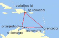 Cruise itinerary map for MSC Cruises 7 Night Southern Caribbean (135434)