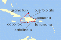 Cruise itinerary map for Costa Cruises 7 Night Caribbean & Antilles from La Romana (117665)