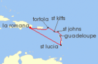 Cruise itinerary map for Costa Cruises 7 Night Caribbean & Antilles from La Romana (141356)