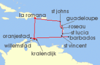 Cruise itinerary map for AIDA 14 Nacht Karibische Inseln ab Dominikanische Republik (139936)