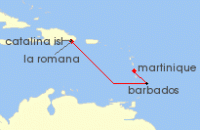 Cruise itinerary map for MSC Cruises 4 Night Southern Caribbean (138220)
