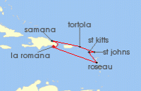 Cruise itinerary map for Marella Cruises 7 Night Colours Of The Caribbean (124511)