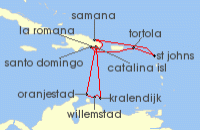 Cruise itinerary map for TUI Cruises 14 Nachte - Karibische Inselwelten - Ab/Bis La Romana (132770)