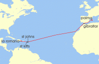 Cruise itinerary map for Marella Cruises 14 Night Transatlantic Odyssey (137981)