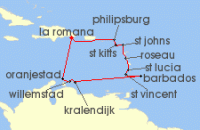 Cruise itinerary map for AIDA 14 Nacht Karibische Inseln ab Dominikanische Republik 1 (128418)