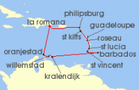 Cruise itinerary map for AIDA 14 Nacht Karibische Inseln ab Dominikanische Republik 1 (128976)