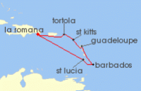 Cruise itinerary map for Costa Cruises 7 Night Caribbean & Antilles from La Romana (123173)