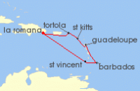 Cruise itinerary map for Costa Cruises 7 Night Caribbean from La Romana (128876)