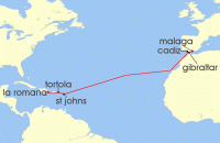 Cruise itinerary map for Marella Cruises 14 Night Atlantic Horizons (124467)