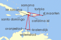 Cruise itinerary map for TUI Cruises 14 Nachte - Karibische Inselwelten - Ab/Bis La Romana (132775)