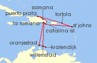 Cruise itinerary map for TUI Cruises 14 Nachte - Jahresauftakt In Der Karibik - Ab/Bis La Romana (132803)