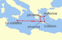 Cruise itinerary map for P & O Cruises 7 Night Greek Islands Fly-Cruise (123283)