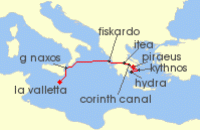 Cruise itinerary map for SeaDream Yacht Club 7 Night Secluded Southern Italy & Greece (141348)