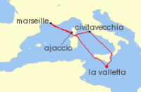 Cruise itinerary map for P & O Cruises 7 Night Western Mediterranean Fly-Cruise (135014)
