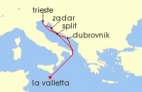 Cruise itinerary map for P & O Cruises 7 Night Central Mediterranean Fly-Cruise (137088)
