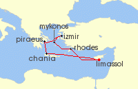 Cruise itinerary map for Marella Cruises 7 Night Aegean Gems (128756)