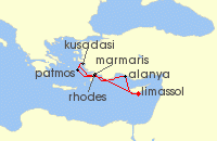 Cruise itinerary map for Marella Cruises 7 Night Aegean Delights (140916)