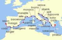Cruise itinerary map for Viking Cruises 28 Night New! Mediterranean Explorer (131899)