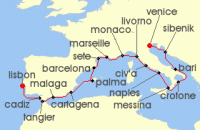 Cruise itinerary map for Viking Cruises 21 Night New! Adriatic & Mediterranean Discovery (131898)