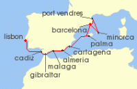 Cruise itinerary map for Windstar Cruises 12 Night Star Collector: Moorish Legacies & Island Escapes (140886)