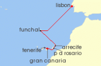 Cruise itinerary map for AIDA 7 Nacht Madeira & Kanaren ab Lissabon (139352)
