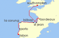 Cruise itinerary map for Explora Journeys 7 Night A Journey of Iberian Splendour & Atlantic Discoveries (132656)