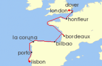 Cruise itinerary map for Viking Cruises 11 Night New! Iberia, France & England Explorer (128965)