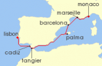 Cruise itinerary map for Regent Seven Seas Cruises 7 Night Culinary Capitals Lisbon To Monte Carlo (136727)
