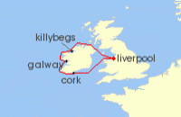 Cruise itinerary map for Fred Olsen Cruise Lines 6 Night Cultural Charm of Ireland (139012)