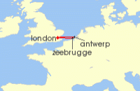 Cruise itinerary map for Windstar Cruises 3 Night Quick Getaways: Belgium: A Sweet Getaway (119777)