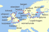 Cruise itinerary map for Viking Cruises 28 Night Scandinavia & The British Isles (137627)