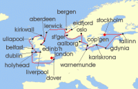 Cruise itinerary map for Viking Cruises 28 Night Scandinavia & The British Isles (137077)