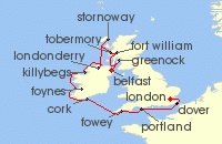 Cruise itinerary map for Viking Cruises 14 Night New! British Isles & Ireland (128803)