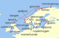 Cruise itinerary map for Viking Cruises 28 Night Baltic Jewels & The Midnight Sun (129702)