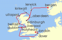 Cruise itinerary map for Viking Cruises 14 Night British Isles Explorer (137618)