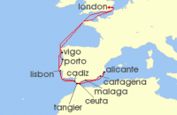 Cruise itinerary map for Ambassador Cruise Line 17 Night Iberian Sunsets & Mediterranean Mornings (135652)