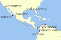Cruise itinerary map for Princess Cruises 16 Night Panama Canal - Ocean To Ocean (140969)